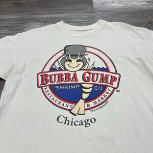 Vintage 1998 Bubba Gump‎ Shrimp Co Chicago White Men L Forrest Gump Movie Tee